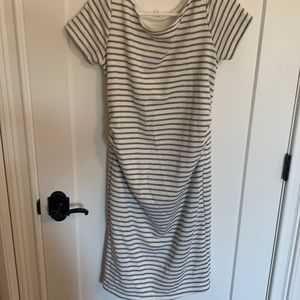 Grey/white Striped Maternity Dress Pinkblush